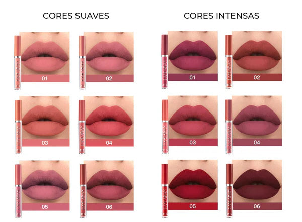 Batom Matte Glamour - kit com 6 unidades